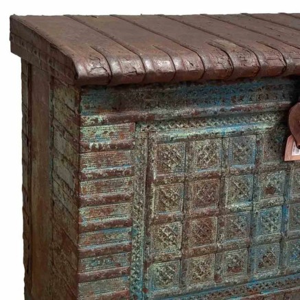 Coffre Alexandra House Living Bleu Bois de manguier 44 x 90 x 132 cm 2