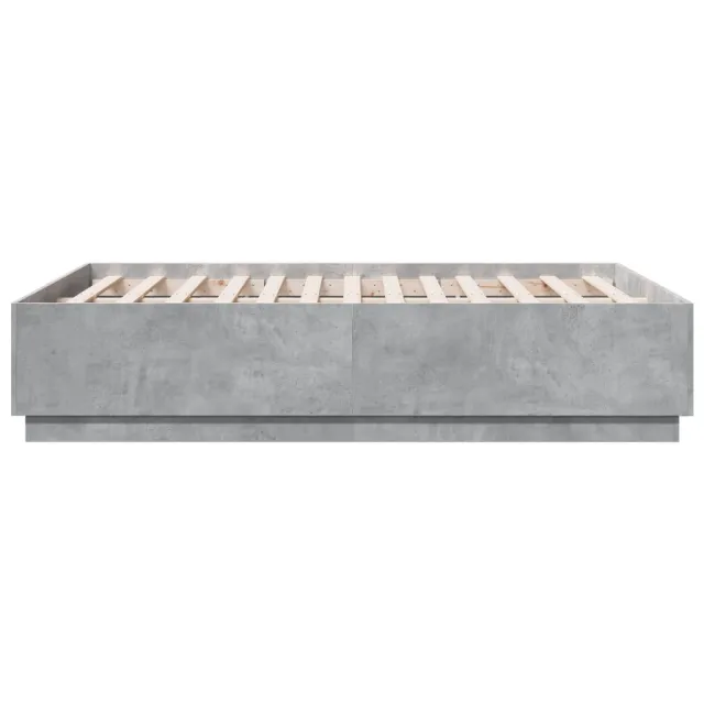 Cadre de lit sans matelas gris béton 140x190 cm