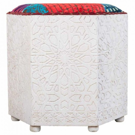 Taburete Alexandra House Living Blanco Madera de mango 46 x 41 x 46 cm