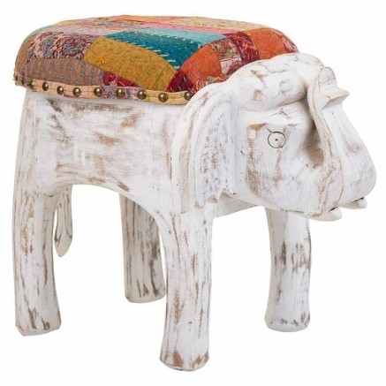 Kruk Alexandra House Living Wit Mangohout Weefsel 51 x 37 x 36 cm Olif