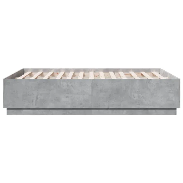 Cadre de lit sans matelas gris béton 135x190 cm