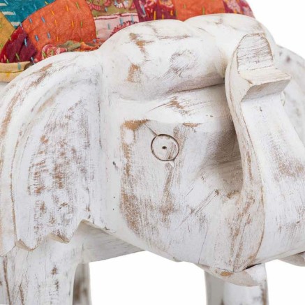 Sgabello Alexandra House Living Bianco Legno di mango Tessuto 51 x 37 2