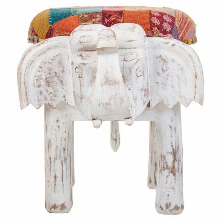 Stool Alexandra House Living White Mango wood Fabric 51 x 37 x 36 cm E