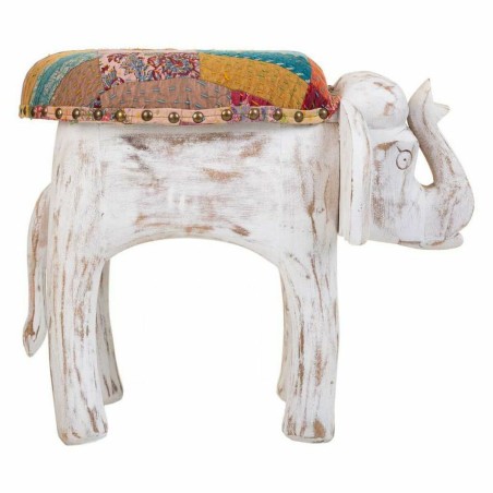 Sgabello Alexandra House Living Bianco Legno di mango Tessuto 51 x 37