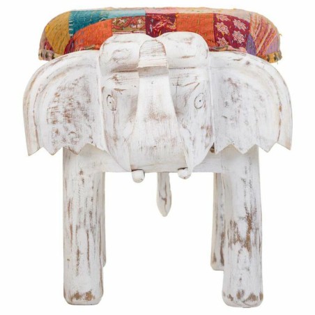 Stool Alexandra House Living White Mango wood Fabric 51 x 37 x 36 cm E