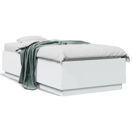 Cadre de lit sans matelas blanc 75x190 cm 2