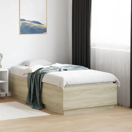 Cadre de lit sans matelas chêne sonoma 75x190 cm