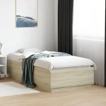 Cadre de lit sans matelas chêne sonoma 75x190 cm