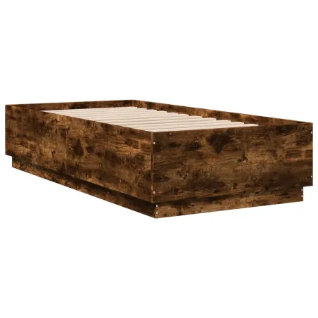 Cadre de lit sans matelas chêne fumé 75x190 cm
