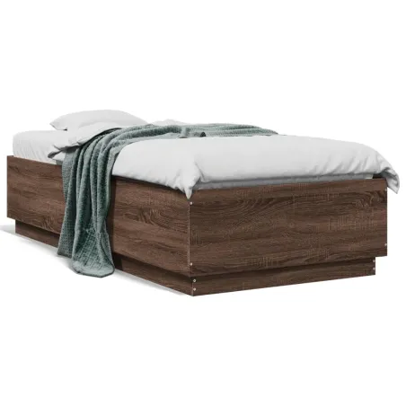 Cadre de lit sans matelas chêne marron 75x190 cm