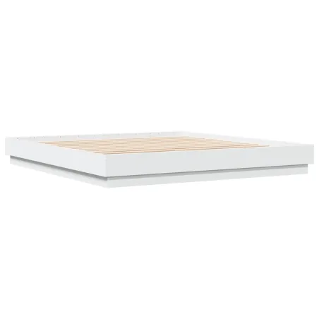 Cadre de lit avec LED sans matelas blanc 200x200 cm