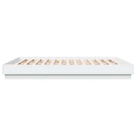 Cadre de lit avec LED sans matelas blanc 200x200 cm