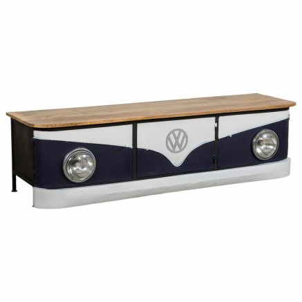 Aparador Alexandra House Living Blanco Natural Azul marino Metal Mader