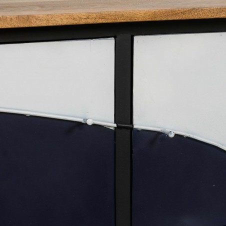 Anrichte Alexandra House Living Weiß natürlich Marineblau Metall Man