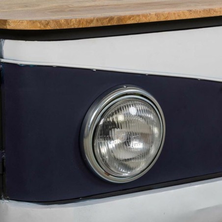 Buffet Alexandra House Living Blanc Naturel Blue marine Métal Bois de