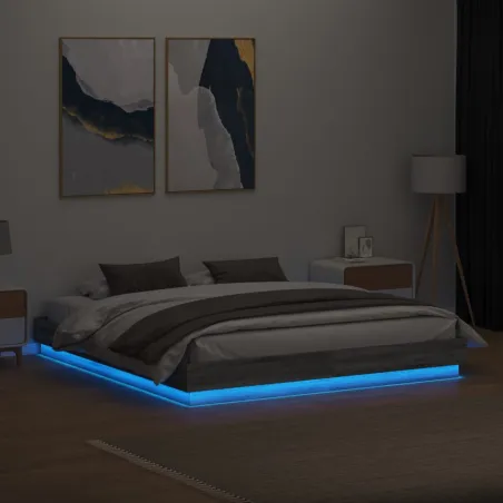 Cadre de lit avec LED sans matelas sonoma gris 180x200 cm