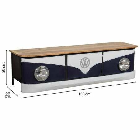 Aparador Alexandra House Living Blanco Natural Azul marino Metal Mader