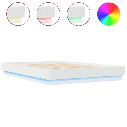Cadre de lit avec LED sans matelas blanc 150x200 cm 2