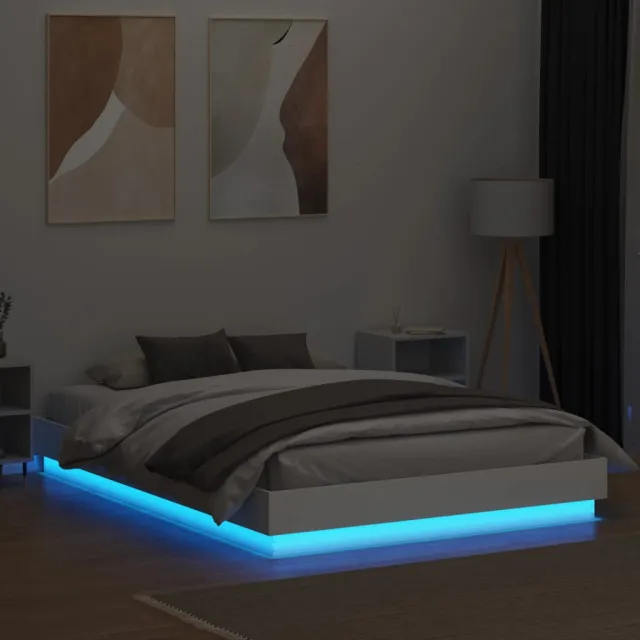 Cadre de lit avec LED sans matelas blanc 150x200 cm