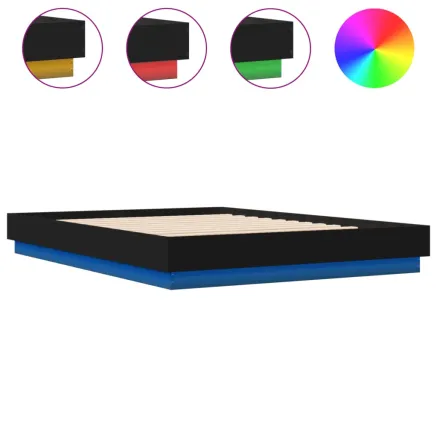 Cadre de lit avec LED sans matelas noir 150x200 cm 2