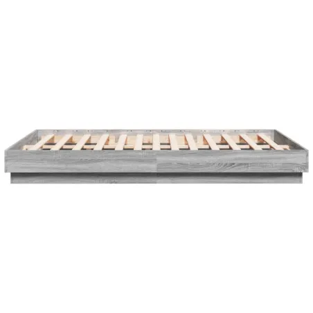 Cadre de lit avec LED sans matelas sonoma gris 150x200 cm