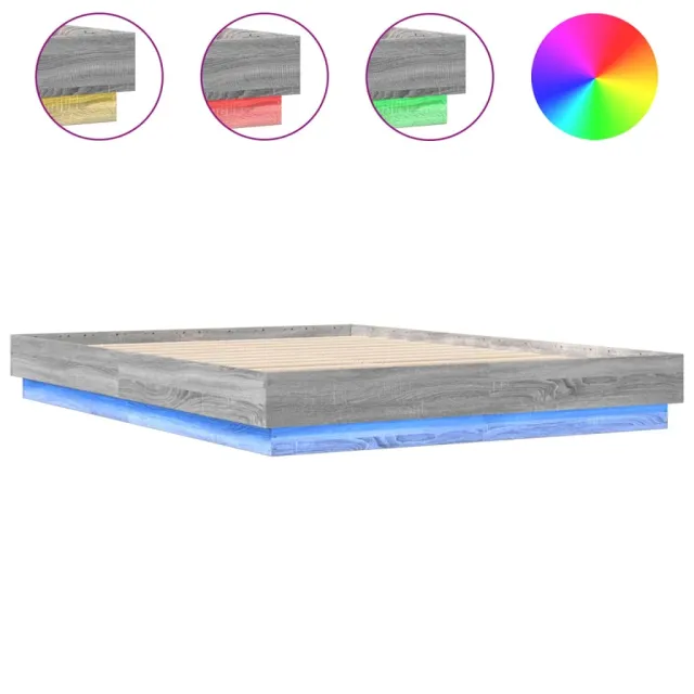 Cadre de lit avec LED sans matelas sonoma gris 140x200 cm