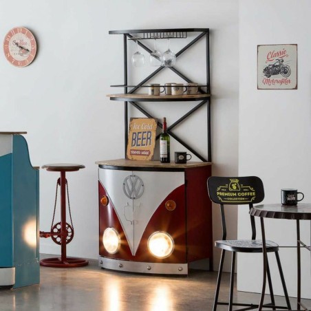 Mobile bar Alexandra House Living Bianco Naturale Blu Marino 60 x 180