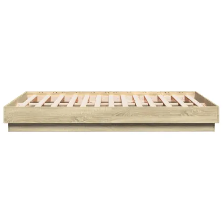 Cadre de lit avec LED sans matelas chêne sonoma 135x190 cm