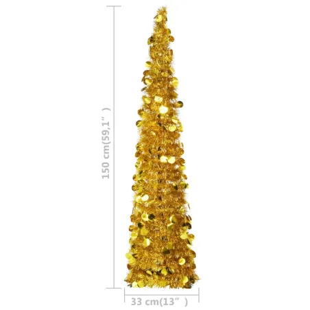 Sapin de Noël artificiel escamotable doré 150 cm PET