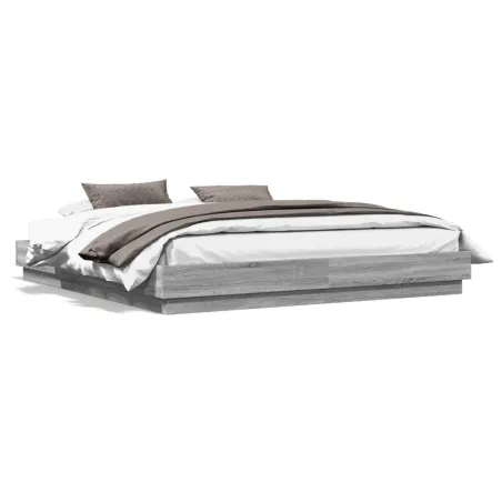 Cadre de lit sans matelas sonoma gris 200x200 cm