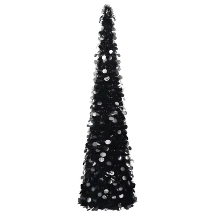 Sapin de Noël artificiel escamotable noir 150 cm PET