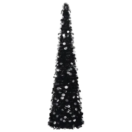 Sapin de Noël artificiel escamotable noir 150 cm PET