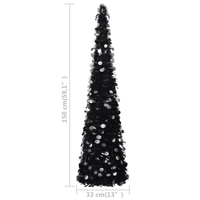 Sapin de Noël artificiel escamotable noir 150 cm PET