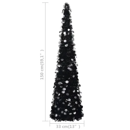 Sapin de Noël artificiel escamotable noir 150 cm PET