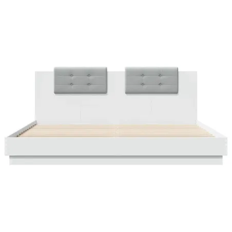 Cadre de lit sans matelas blanc 200x200 cm