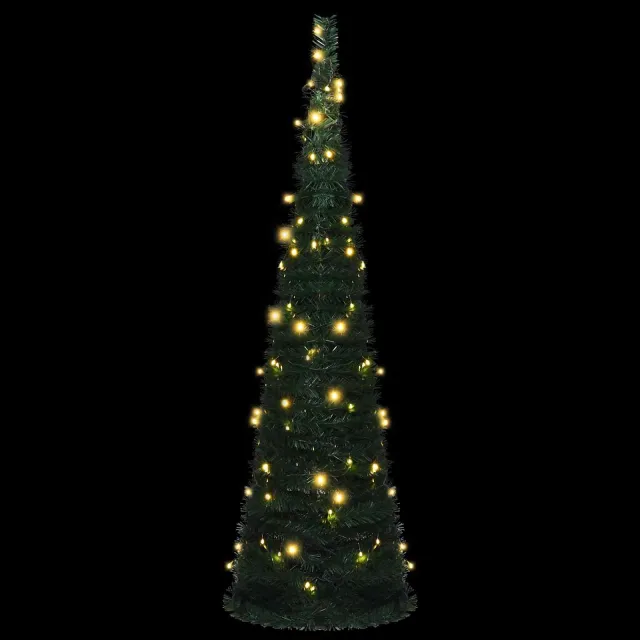 Sapin de Noël with LED String Lights Vert 150 x 150 cm PVC