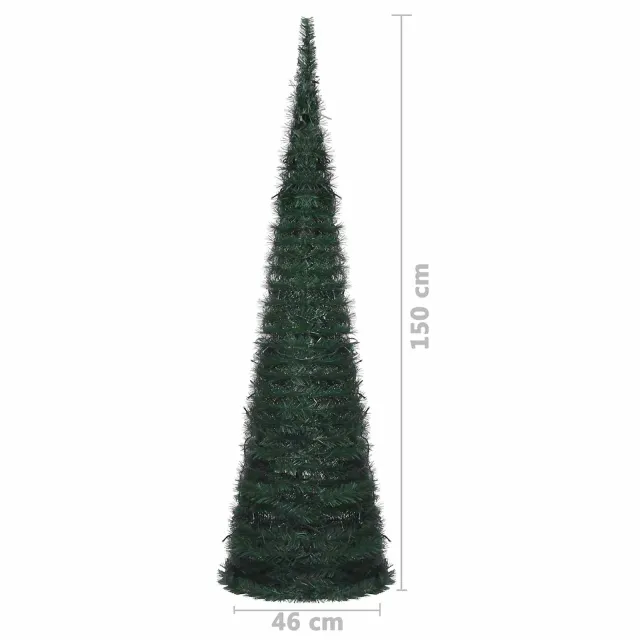 Sapin de Noël with LED String Lights Vert 150 x 150 cm PVC