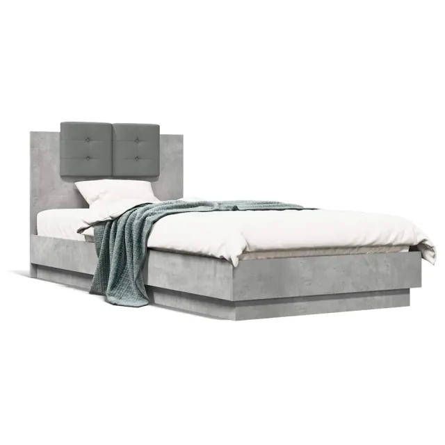 Cadre de lit sans matelas gris béton 90x200 cm