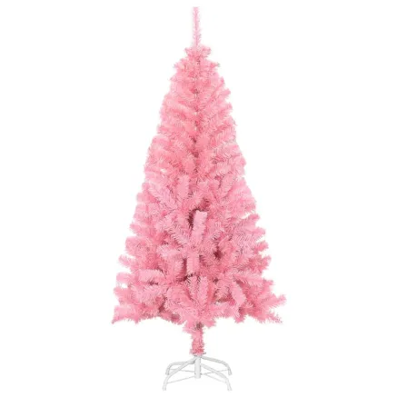 Sapin de Noël artificiel avec support rose 150 cm PVC 2