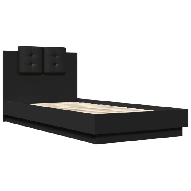 Cadre de lit sans matelas noir 75x190 cm
