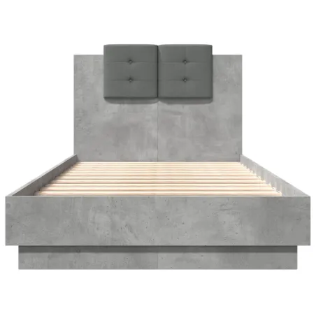 Cadre de lit sans matelas gris béton 75x190 cm