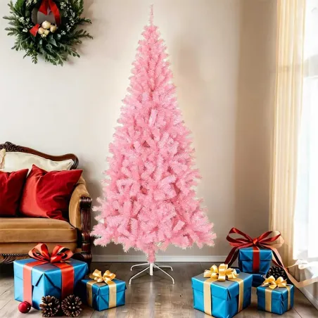 Sapin de Noël artificiel avec support rose 180 cm PVC
