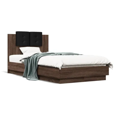 Cadre de lit sans matelas chêne marron 75x190 cm