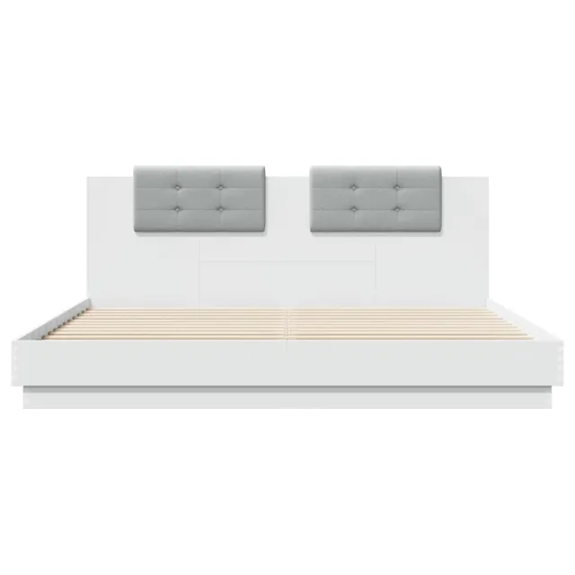 Cadre de lit avec LED sans matelas blanc 200x200 cm