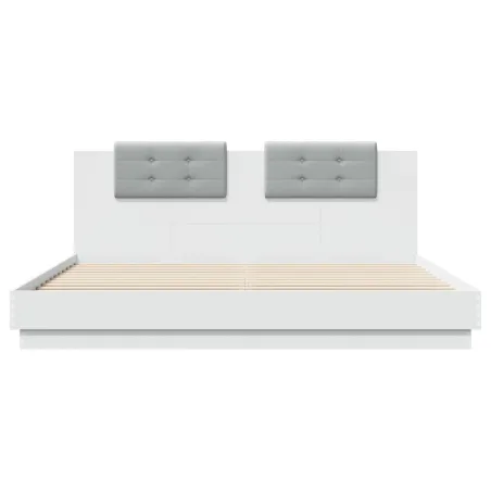 Cadre de lit avec LED sans matelas blanc 200x200 cm
