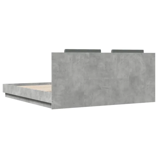 Cadre de lit avec LED sans matelas gris béton 200x200 cm