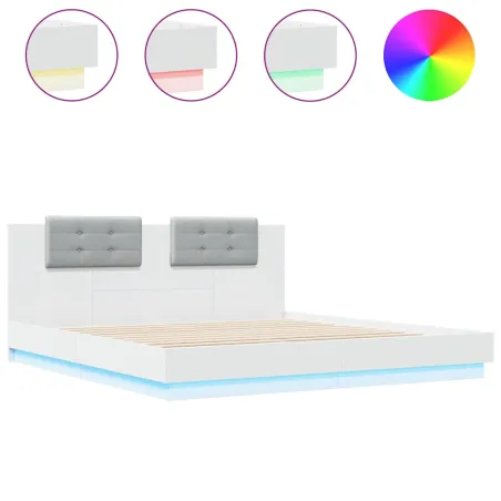 Cadre de lit avec LED sans matelas blanc 180x200 cm
