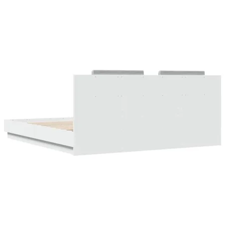 Cadre de lit avec LED sans matelas blanc 180x200 cm