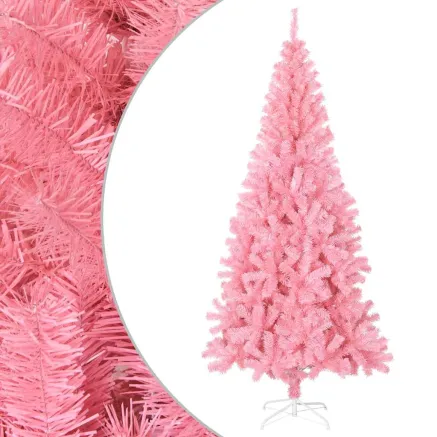 Sapin de Noël artificiel avec support rose 210 cm PVC