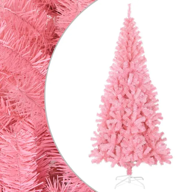 Sapin de Noël artificiel avec support rose 210 cm PVC
